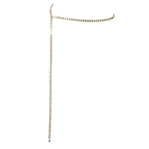 Goldtone Adjustable Length Double Box Links with Clear Stones Belt Chain