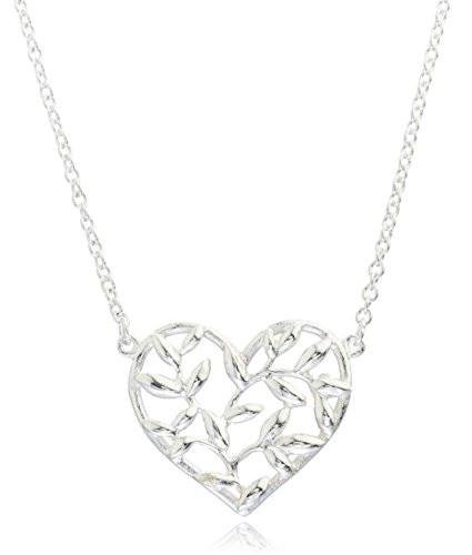 925 Sterling Fancy Heart Pendant Adjustable 16 Inch Link Necklace