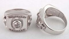 Mens 925 Sterling Silver Ring with French Lily Flower Sides and Iced Out Center