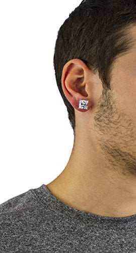 Silvertone Magnetic Earrings with Clear Cz...