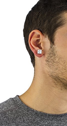 Silvertone Magnetic Earrings with Clear Cz...