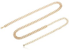 Goldtone Adjustable Length Triple Box Links with Clear Stones Belt Chain