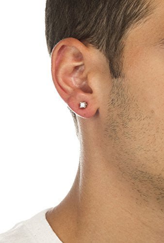 Silvertone Magnetic Earrings with Clear Cz...