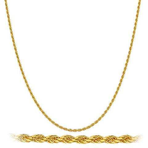 925 Sterling Silver Goldtone 1.5mm 16 Inch Rope Chain Necklace