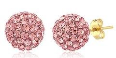 14k Yellow Gold 8mm Preciosa Crystals Stud Earrings with 14k Pushbacks - Available in Different Colors