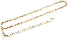 Goldtone Adjustable Length Wheat Style Belt Chain with Links