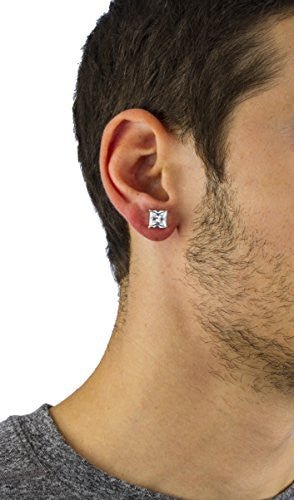 Silvertone Magnetic Earrings with Clear Cz...
