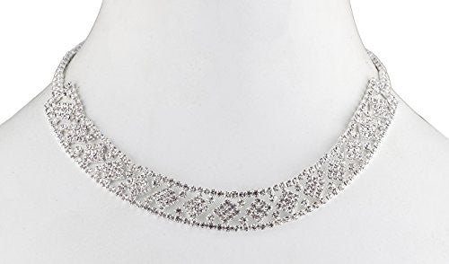 Ladies Bridal Fancy Diamond Shapped Design Adjustable Choker Necklace
