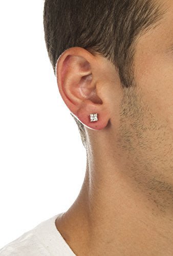 Silvertone Magnetic Earrings with Clear Cz...