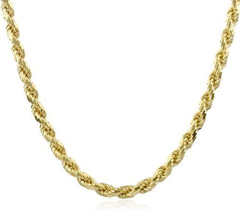 925 Sterling Silver Goldtone 6.5mm 30 Inch Solid Rope Chain