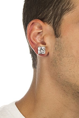 Silvertone Magnetic Earrings with Clear Cz...