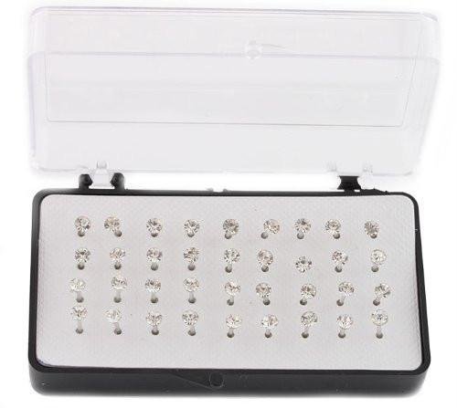 Eighteen Pairs of Clear Studs with Nylon Posts