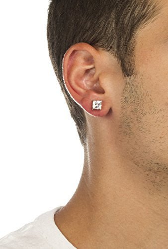 Silvertone Magnetic Earrings with Clear Cz...