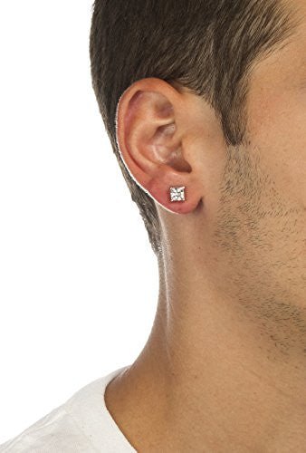 Silvertone Magnetic Earrings with Clear Cz...