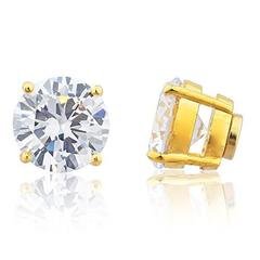 Goldtone Magnetic Earrings with Clear Cz Round - 4mm to 12mm Available