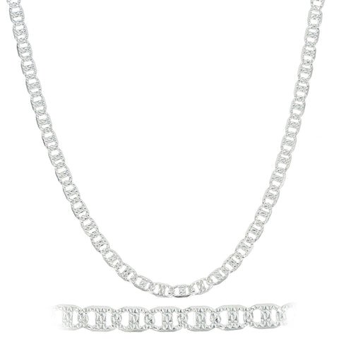 925 Sterling Silver 4mm Flat Mariner Chain - Made In Italy