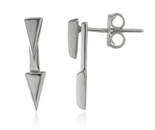 925 Sterling Silver Double Triangle Ear Jacket Stud Earrings - Available In Vermeil And Rhodium