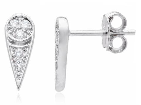 925 Sterling Silver Teardrop Shape With Cz Stones Stud Earrings