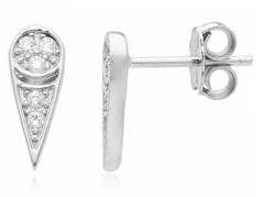 925 Sterling Silver Teardrop Shape With Cz Stones Stud Earrings