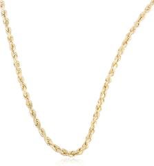 10K Yellow Gold 2mm D-cut Rope Chain Necklace - 18" - 30" Available