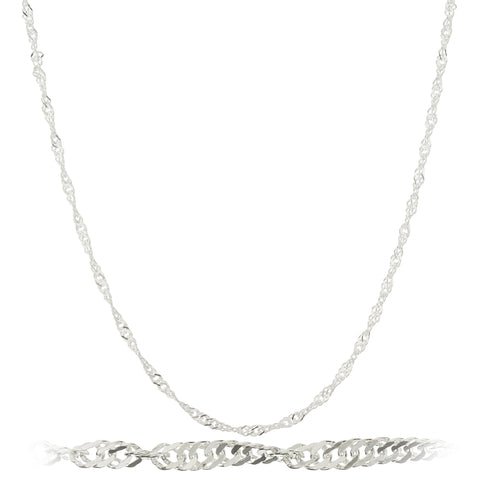 925 Sterling Silver 2mm Singapore Chain Necklace