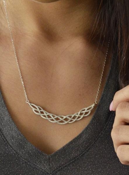 925 Sterling Silver Interwoven Design 18 Inch Necklace