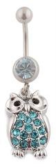 Iced Out Owl with Stones Belly Ring