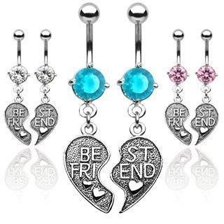 Cubic Zirconia Best Friends Belly Rings