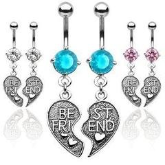 Cubic Zirconia Best Friends Belly Rings