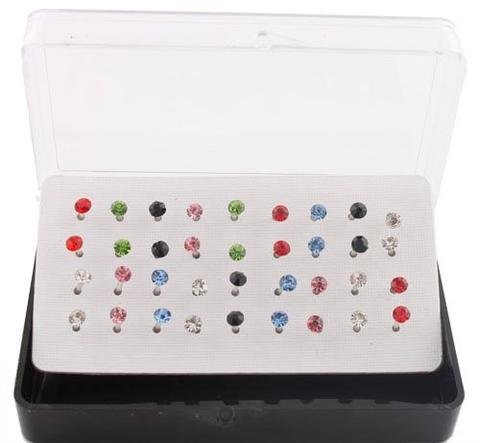 Eighteen Pairs Of Nylon Post Stud Earrings (Multicolor)