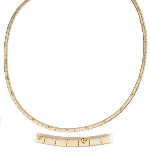 Goldtone 18 Inch Heart Design Omega Chain Choker Necklace