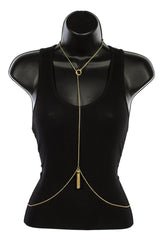 Goldtone Adjustable Body Chain With Dangling Tassels