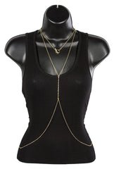 Goldtone Adjustable Body Chain With Rhinestones