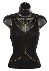 Goldtone Adjustable Body Rope Chain With Dangling Chains