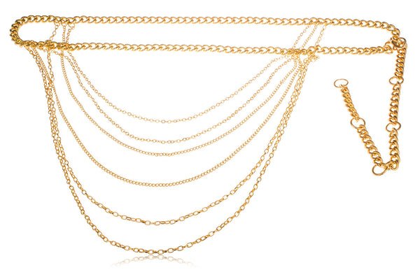 Goldtone Adjustable Length Miami Cuban Link Belt Chain
