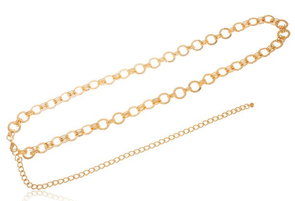 Goldtone Adjustable Length Symmetrical Ring Style Belt Chain