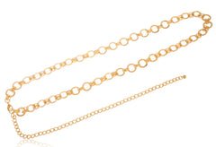 Goldtone Adjustable Length Symmetrical Ring Style Belt Chain