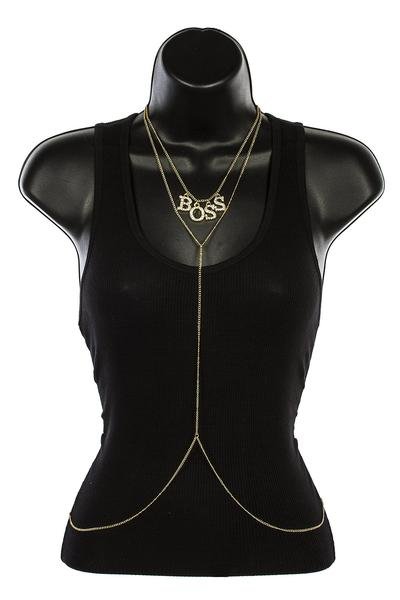 Goldtone Iced Out Boss Adjustable Body Chain