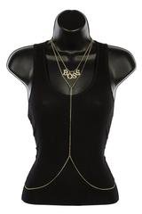 Goldtone Iced Out Boss Adjustable Body Chain