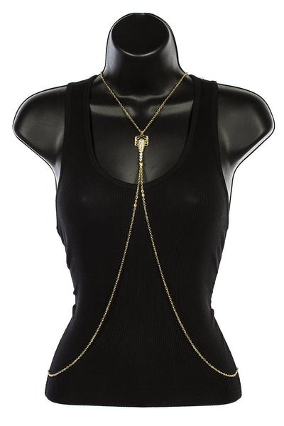 Goldtone Iced Out Scorpian Adjustable Body Chain