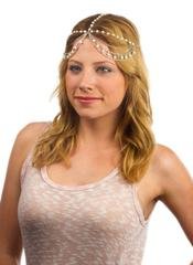 Goldtone Metal Adjustable Head Chain With Multiple Simulated Pearls And Links