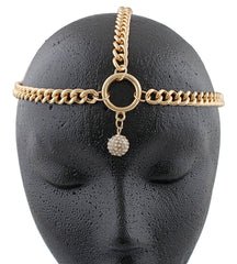 Goldtone Metal Head Chain With Stoned Bead