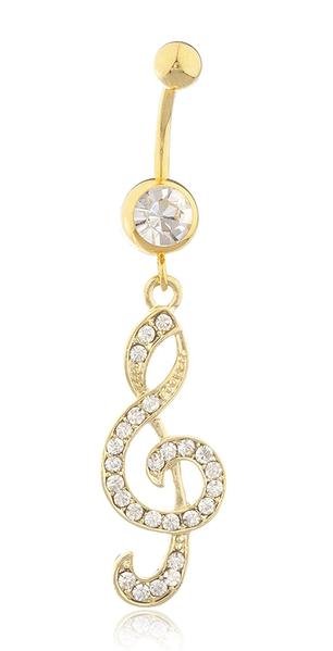 Iced Out Music Note Belly Ring