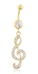 Iced Out Music Note Belly Ring