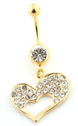 Heart and Mini Heart with Clear Stone Belly Ring