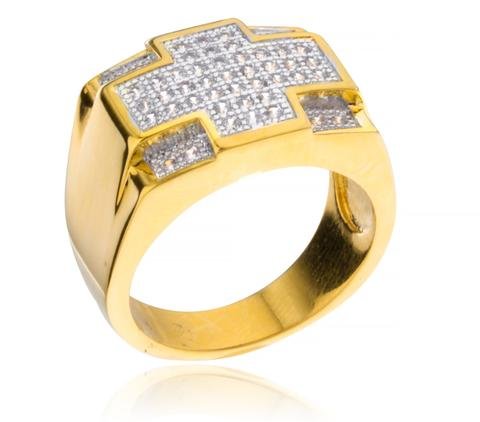 Men's Goldtone Cz Symmetrical Ring Sizes 10-11