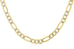 Men's Real 10k Yellow Gold 6.25mm Pave Figaro Chain (Available In 22-26 Inches)