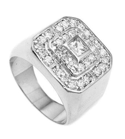 Men's Silver CZ Layered Squares Ring Sizes 10-11