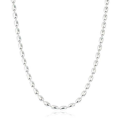 Mens 925 Sterling Silver 4mm Oval Beaded Chain