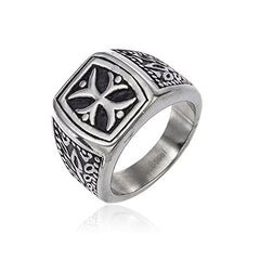 Mens Stainless Steel Iron Cross Biker Ring Sizes 9-13